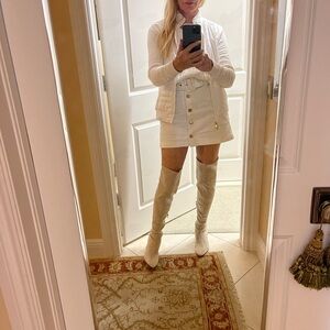 Warm lined white jacket s with white cotton sweater s